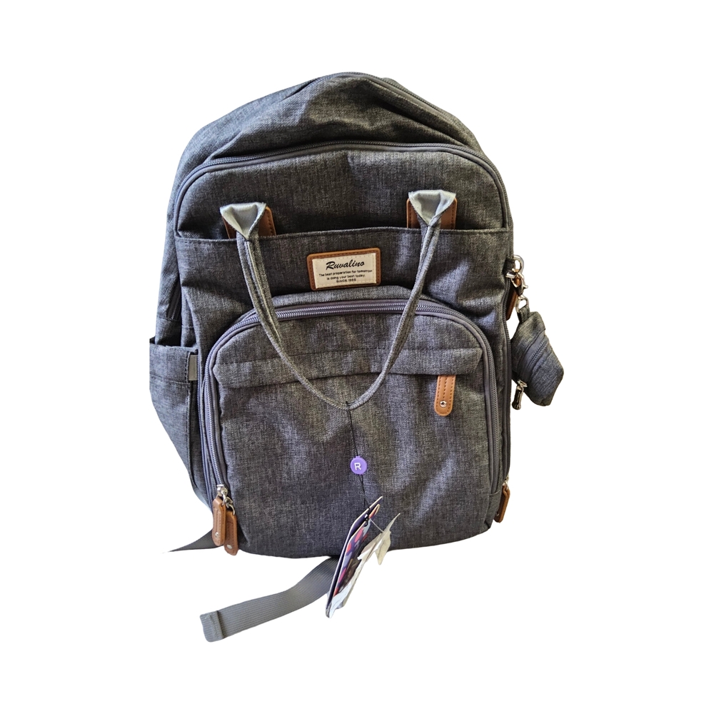 1 New Ruvalino Gray Baby Bag with Multiple Compartments